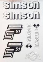 Stickers SIMSON S51 B sheet - silver ( Simson S51 ) original IFA model