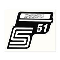 Nálepka schránky S51 ENDURO - č/b/stříbrná (Simson S51)