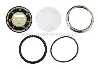 Sada opravná - tachometr 120 km/h ( Kývačka ) černý ciferník / D=85mm / d=75mm