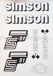 Stickers SIMSON S51 B sheet - silver ( Simson S51 ) original IFA model