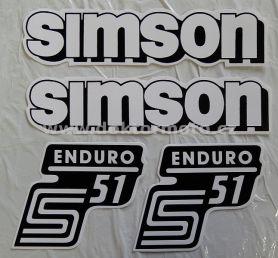 Nálepky SIMSON ENDURO sada - bílá