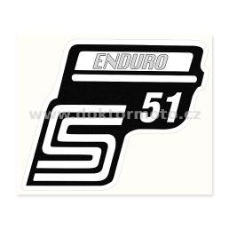 Nálepka schránky S51 ENDURO - č/b/stříbrná (Simson S51)