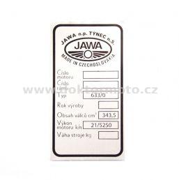 Štítek typový (Jawa Bizon 350 / 633)
