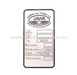 Štítek typový (Jawa Bizon 250 / 623)