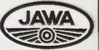 Nášivka JAWA bílo-černá ovál 85 x 42 mm